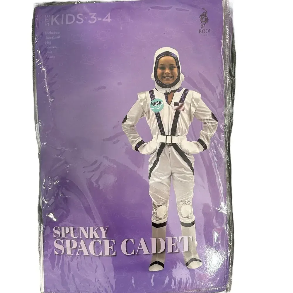 Spunky Space Cadet Astronaut Child's Kids Halloween Costume Silver Age 3-4 - Picture 3 of 8